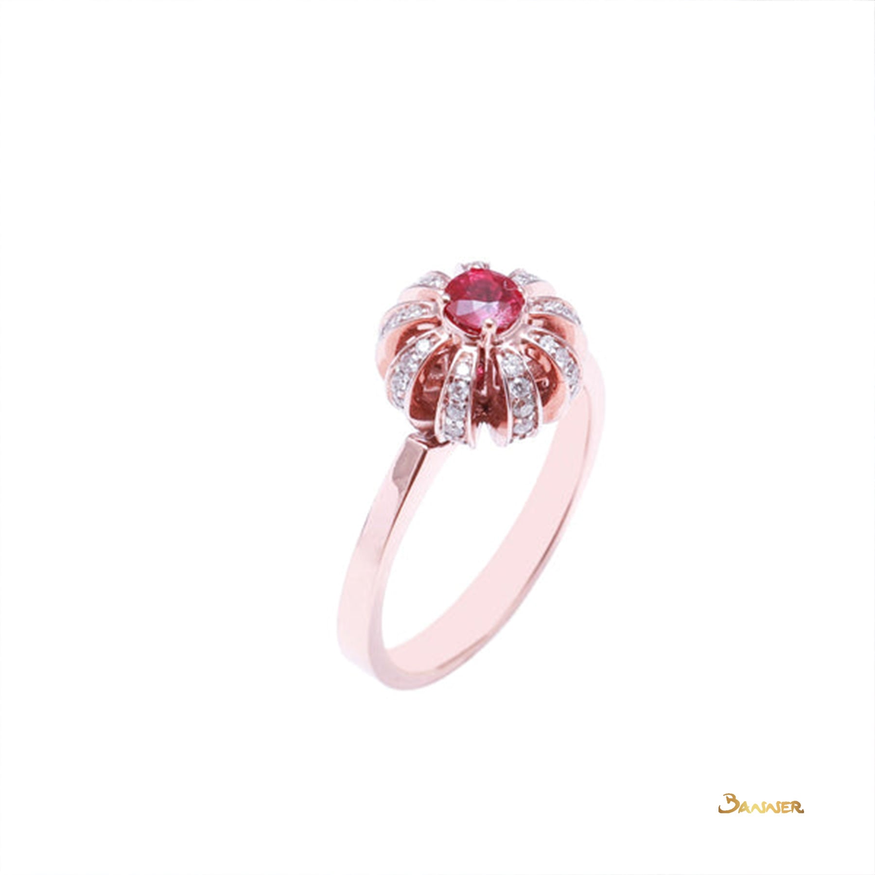 Ruby and Diamond Pumpkin Ring