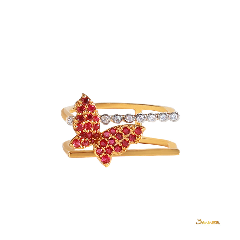 Ruby and Diamond Butterfly Ring