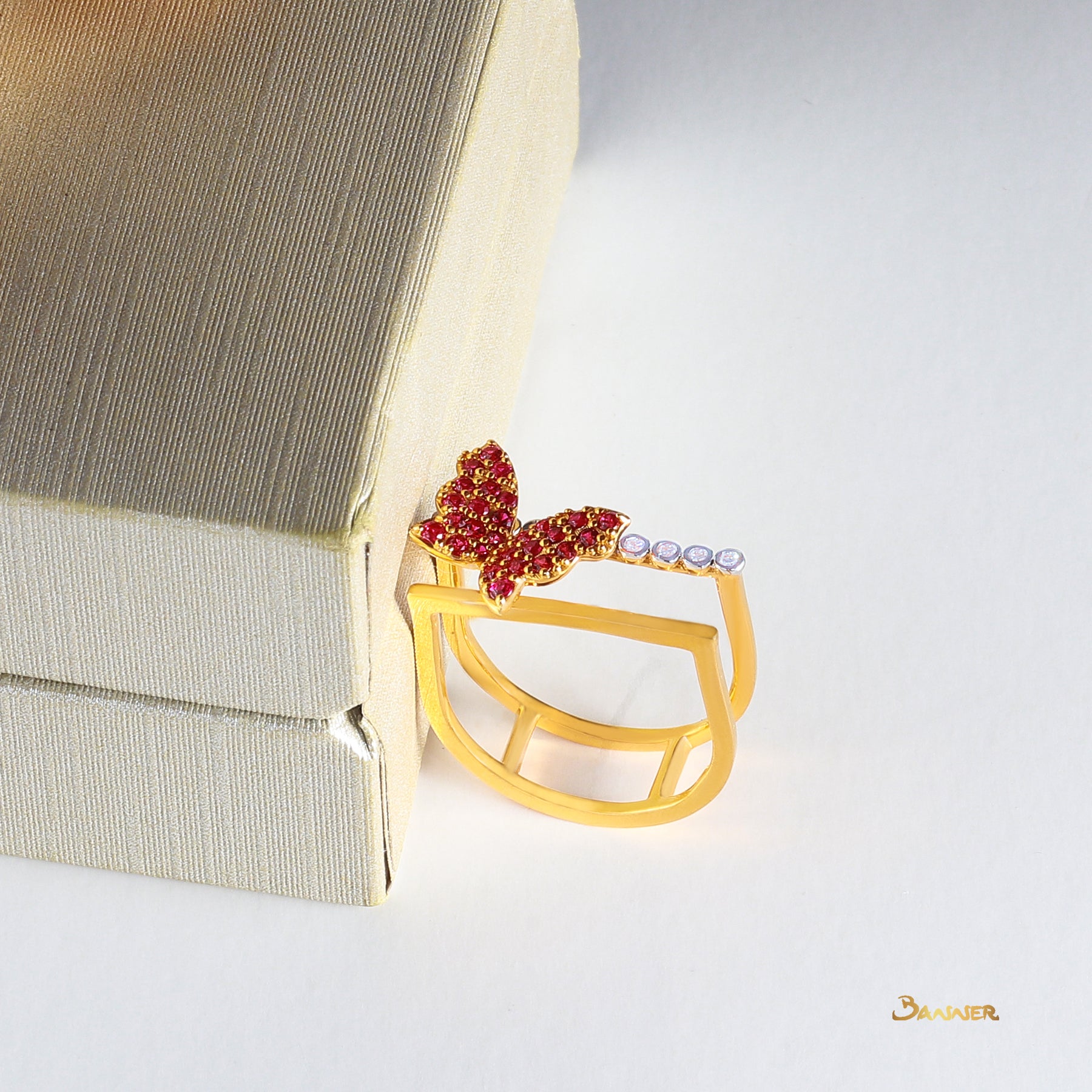 Ruby and Diamond Butterfly Ring