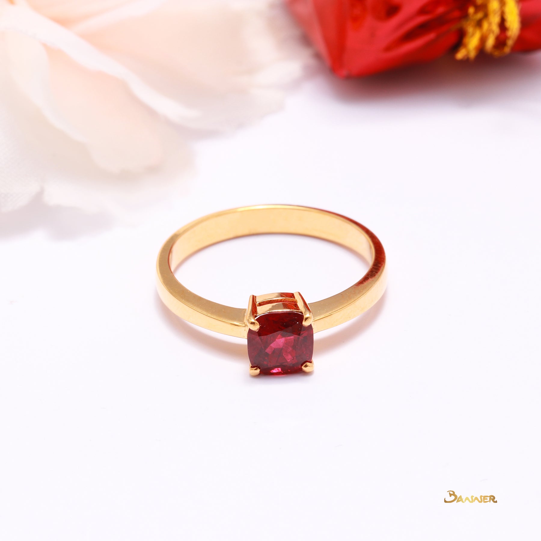 Cushion-cut Ruby Solitaire Ring