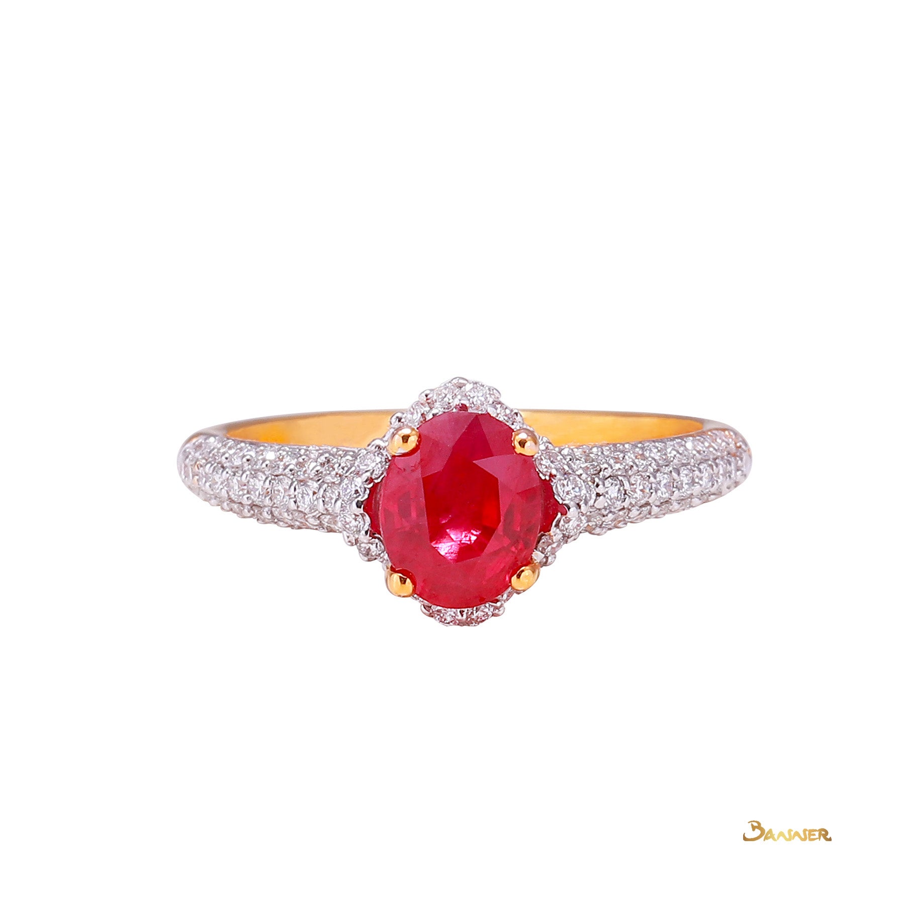 Ruby and Diamond Micropave Setting Ring