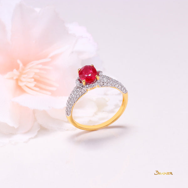 Ruby and Diamond Micropave Setting Ring