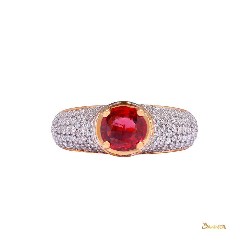 Ruby and Diamond Micropave Ring