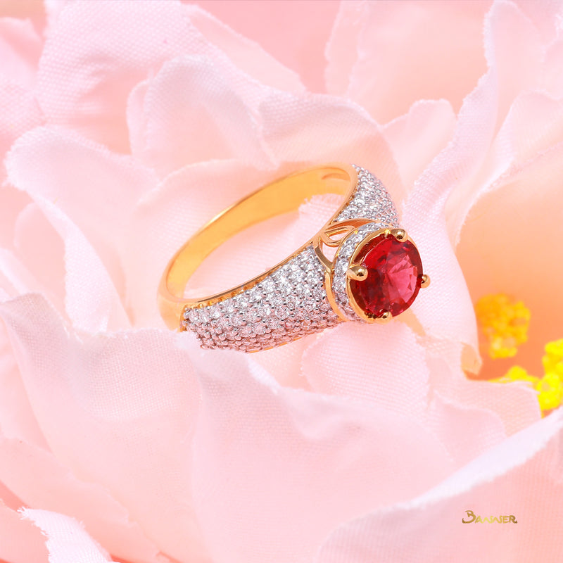 Ruby and Diamond Micropave Ring