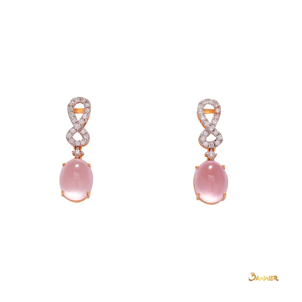 Rose Quartz and Diamond Infinity Earrings