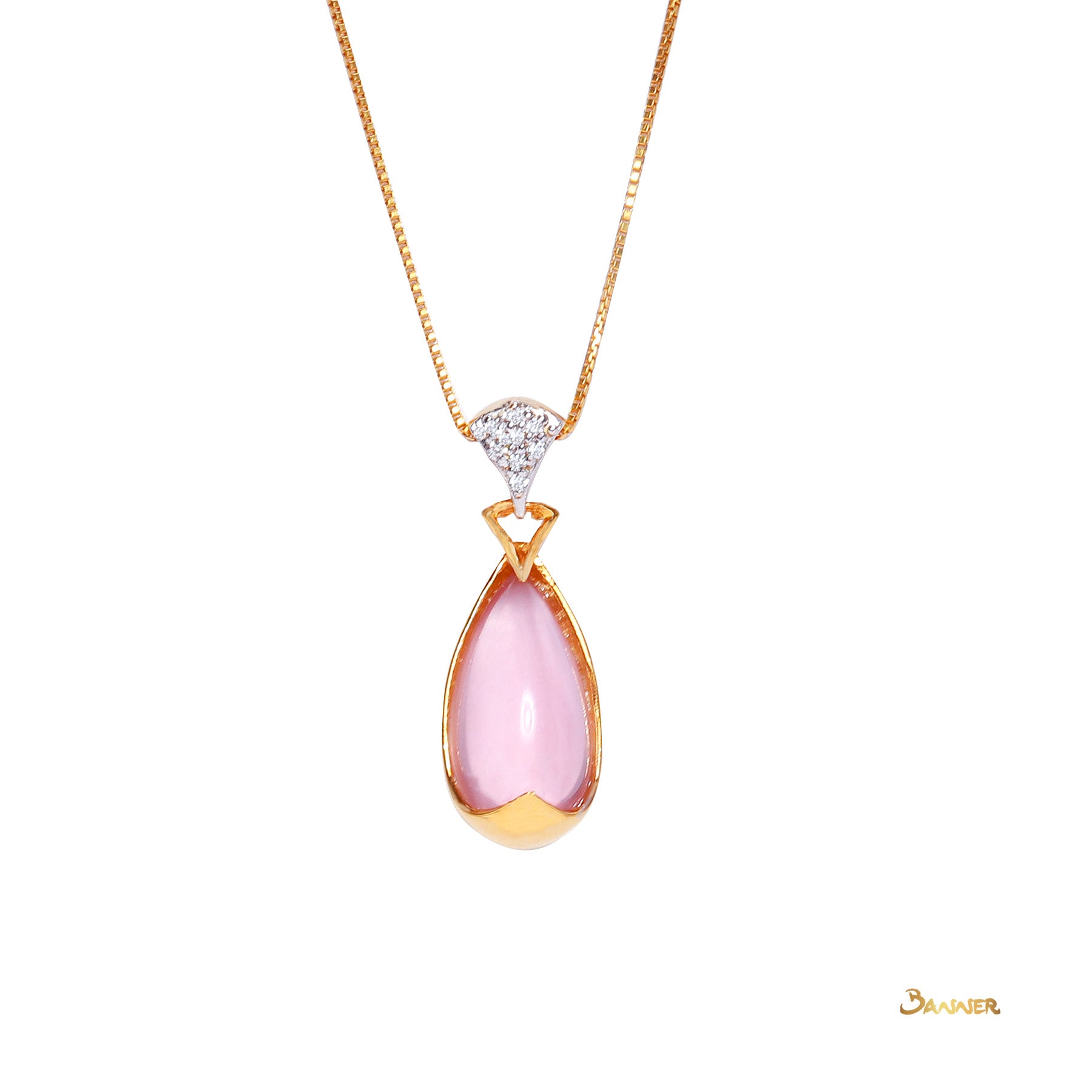 Rose Quartz and Diamond Pendant