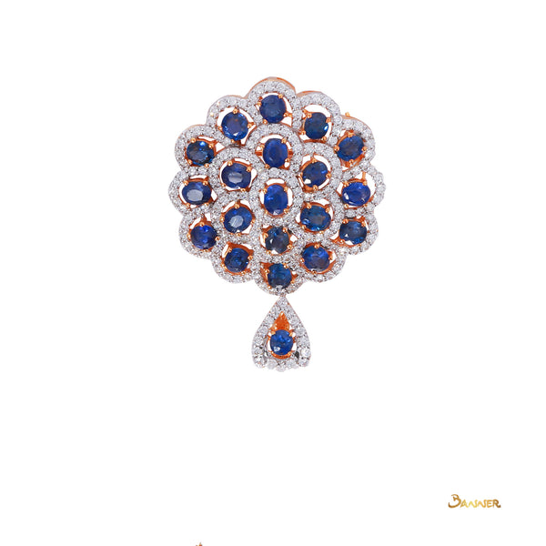 Sapphire and Diamond Floral Brooch