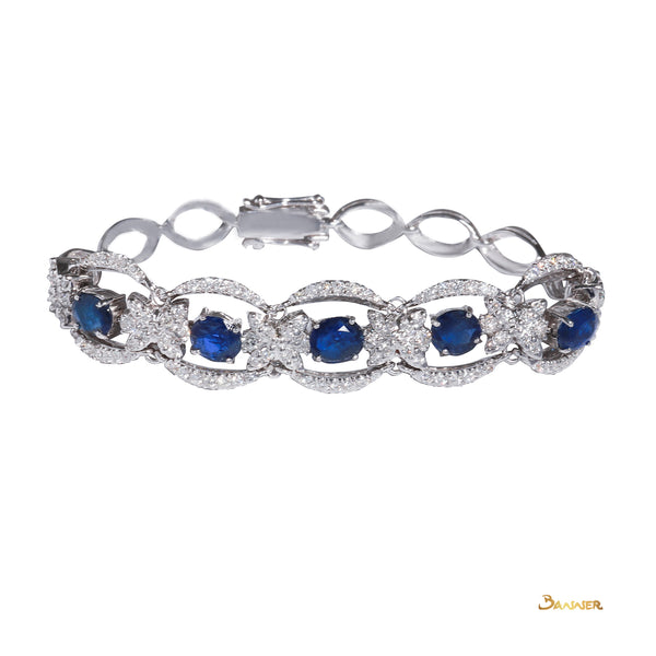 Sapphire and Diamond Floral Bracelet