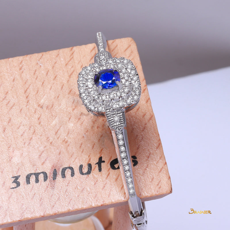 Sapphire and Diamond Double Halo Bracelet
