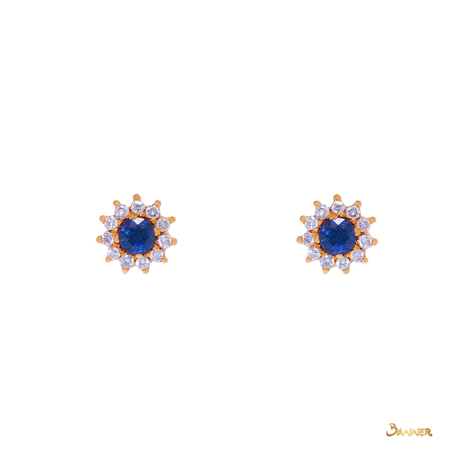 Sapphire and Diamond Sunflower Earrings