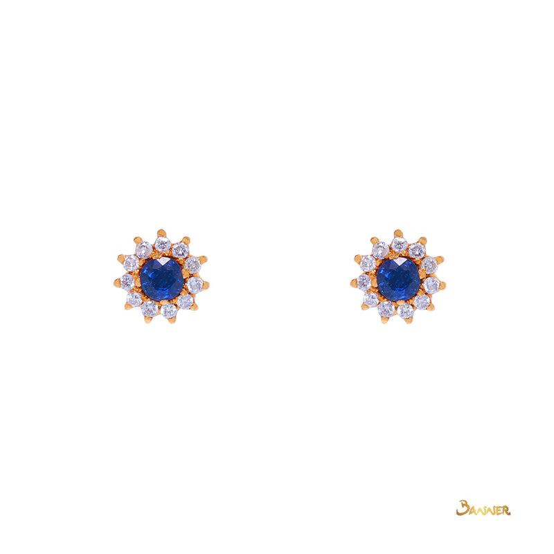 Sapphire and Diamond Sunflower Earrings