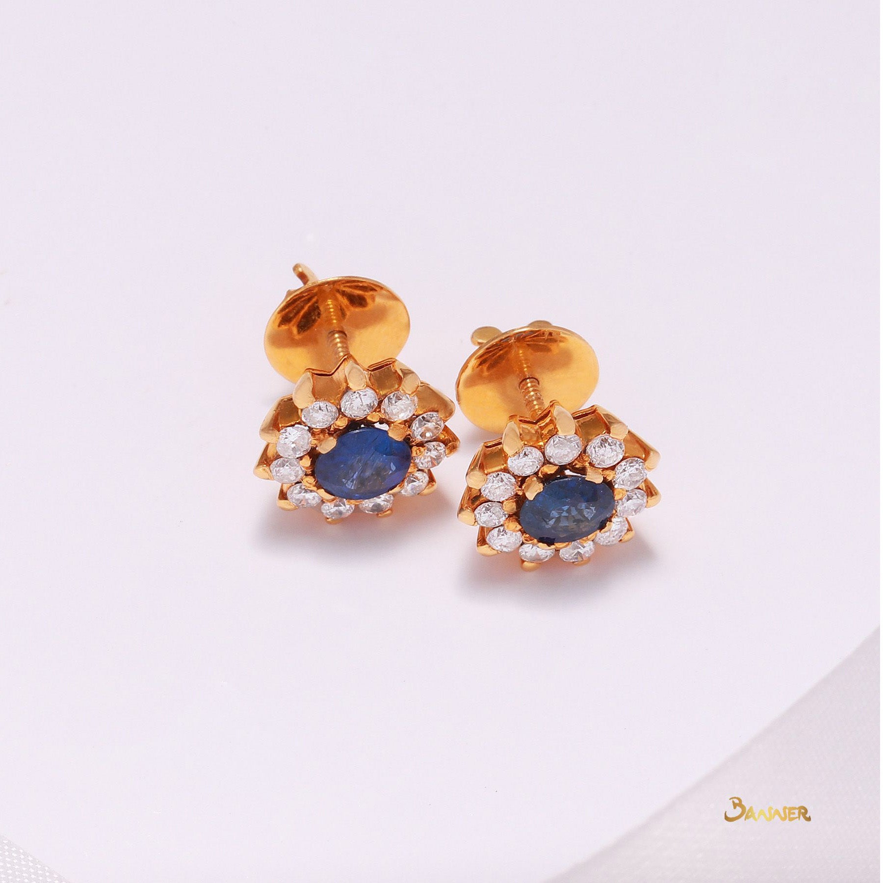 Sapphire and Diamond Sunflower Earrings