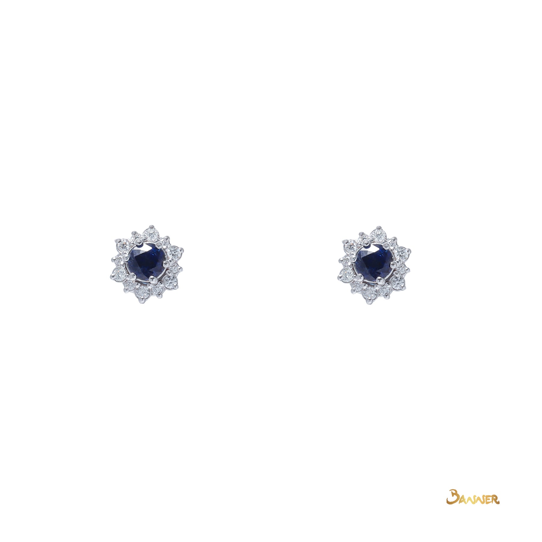 Sapphire and Diamond Sunflower Earrings