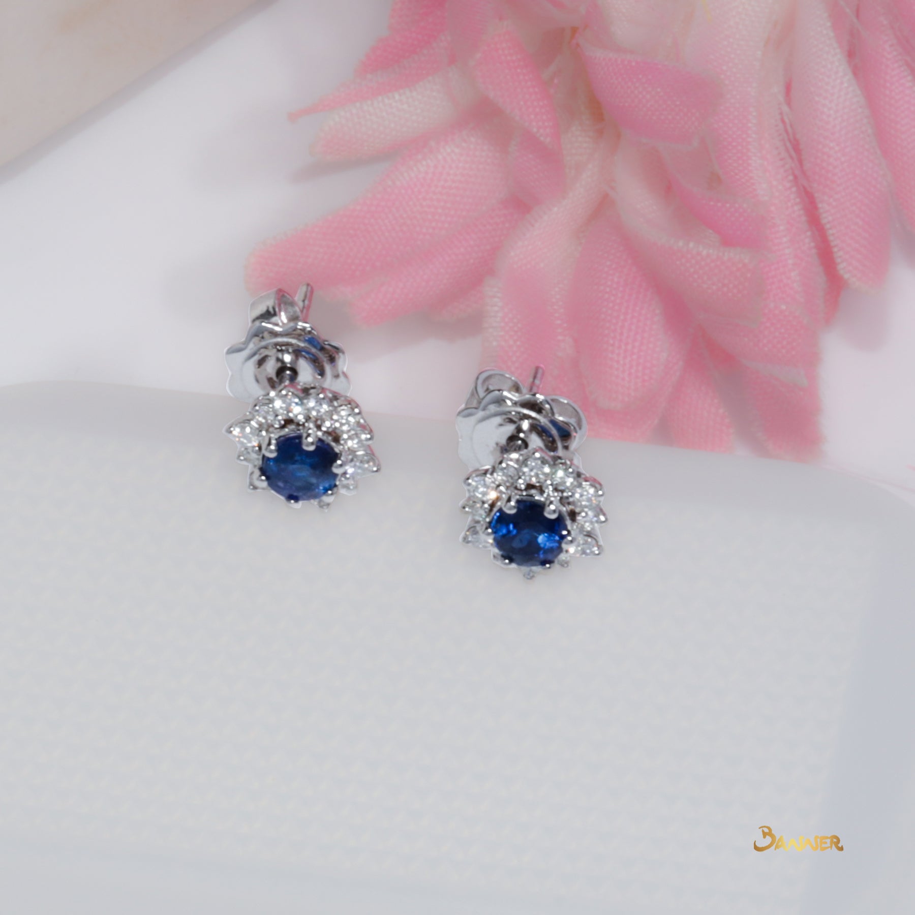 Sapphire and Diamond Sunflower Earrings