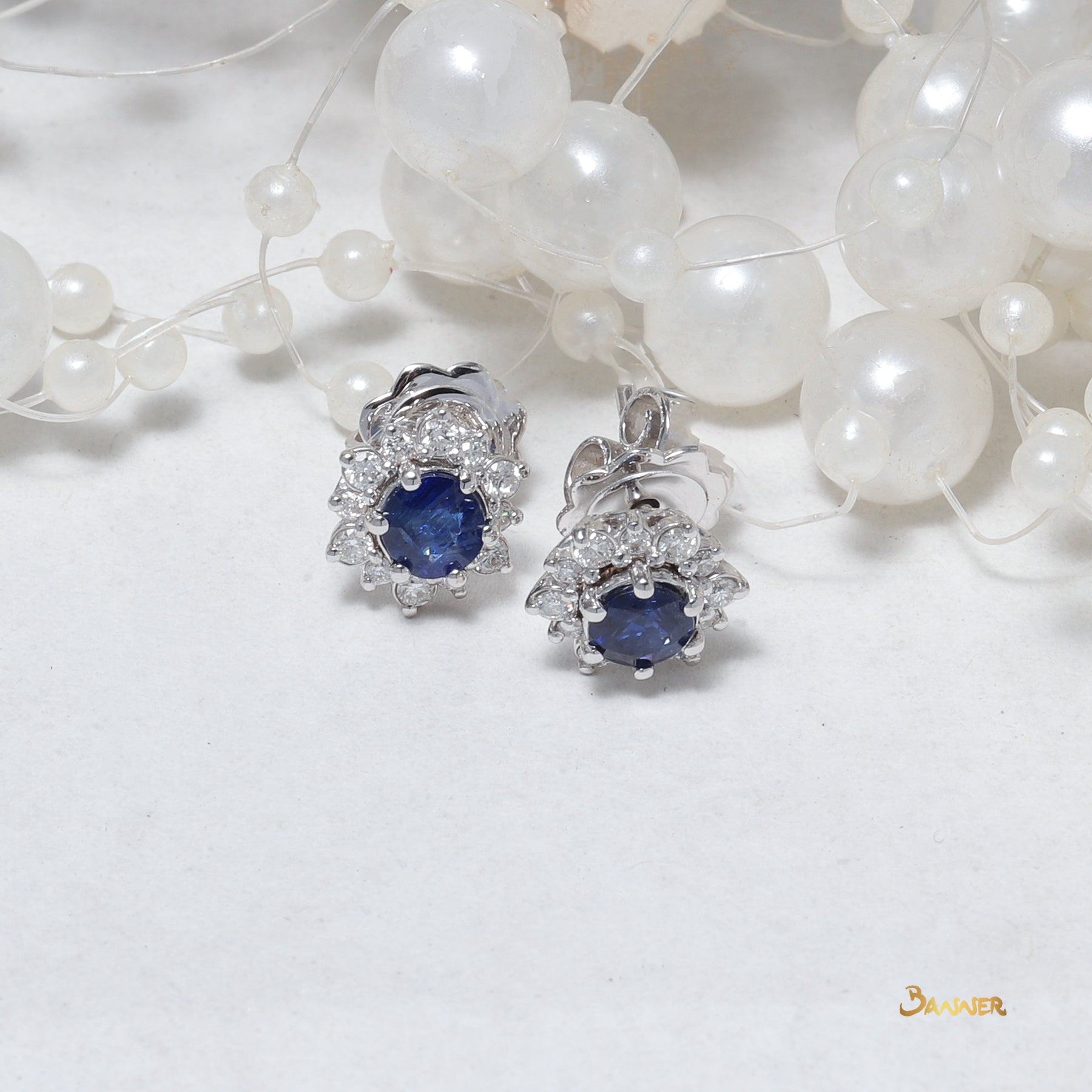 Sapphire and Diamond Sunflower Earrings