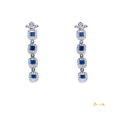 Emerald-cut Sapphire and Diamond 4-Step Dangle Halo Earrings