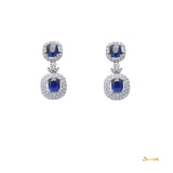 Sapphire and Diamond 2-step Dangle Halo Earrings