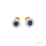 Blue Sapphire and Diamond Halo Earrings (Sapphire t.w. 3.35 cts.)