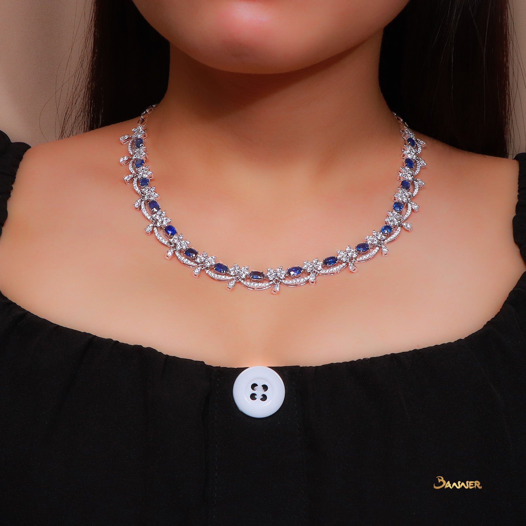 Sapphire and Diamond Elegant Necklace