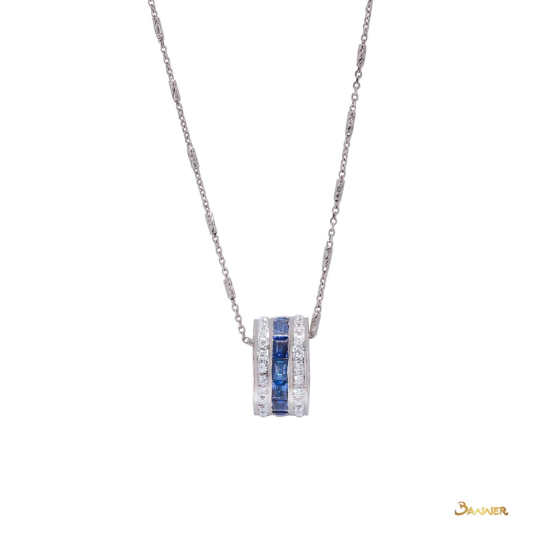 Sapphire and Diamond Barrel Pendant