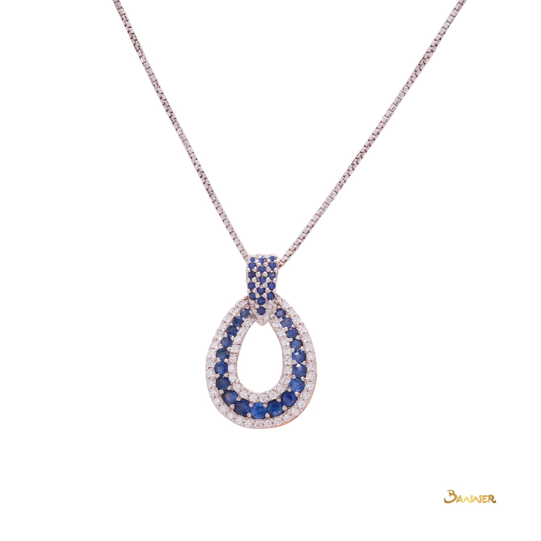 Sapphire and Diamond Rain-drop Pendant