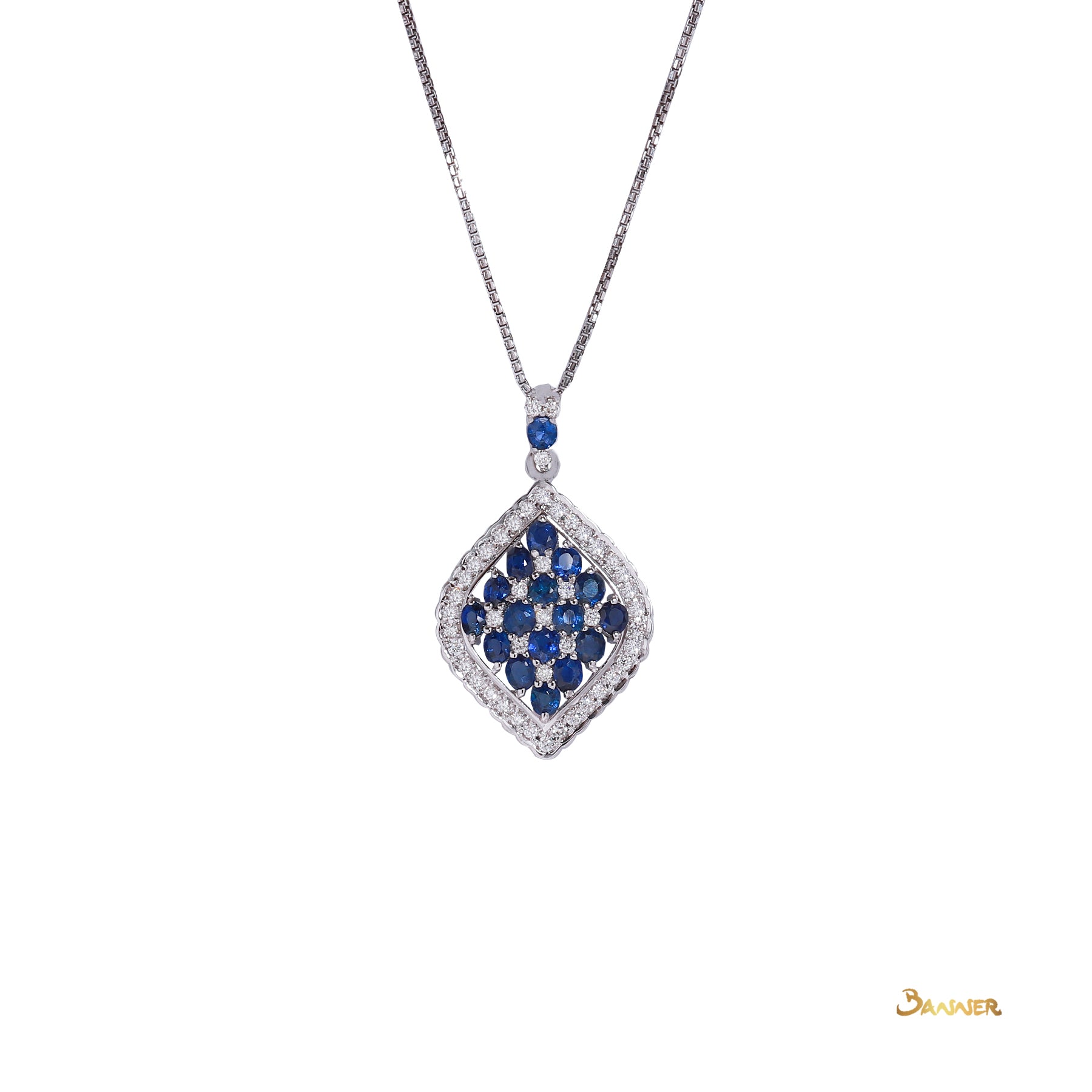 Sapphire and Diamond Checkered Pendant