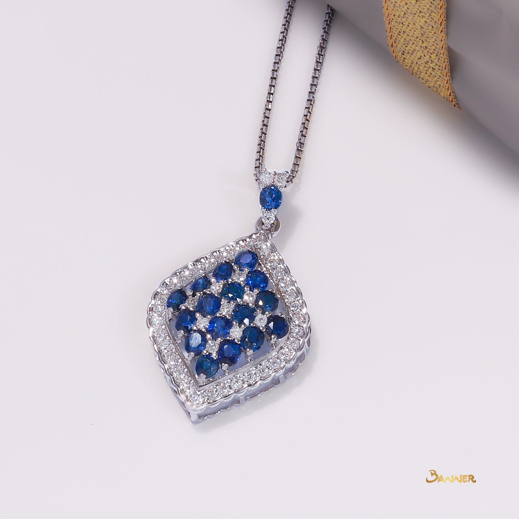 Sapphire and Diamond Checkered Pendant