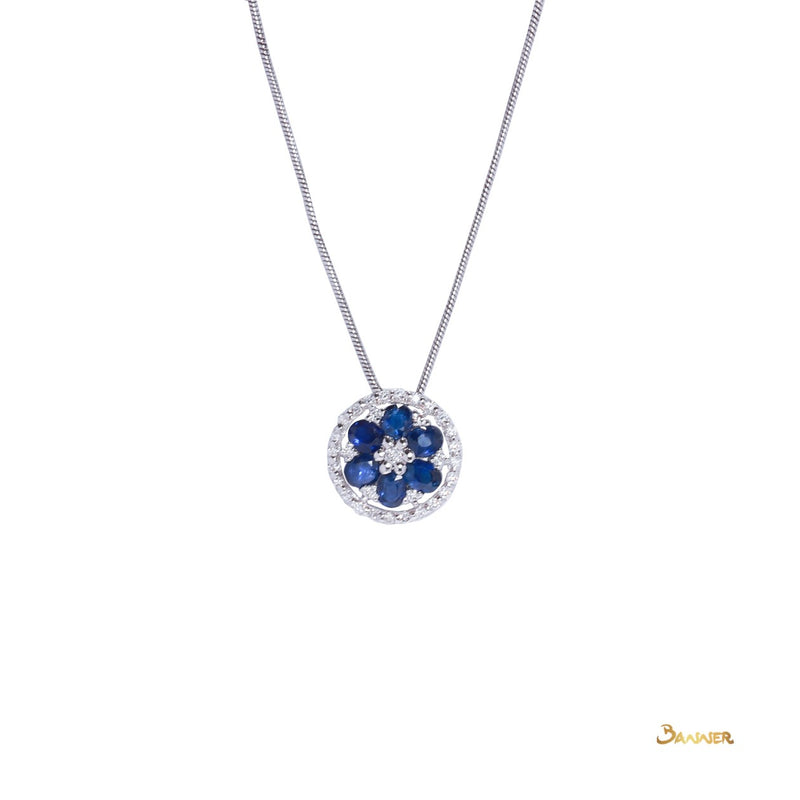 Sapphire and Diamond Floral Pendant