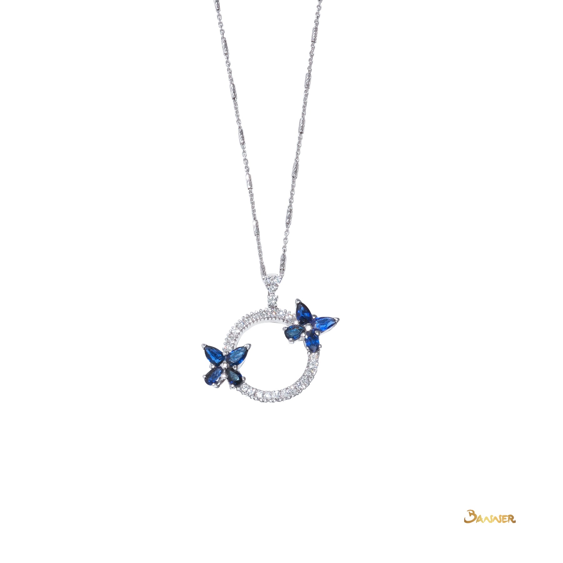 Sapphire and Diamond Butterfly Pendant