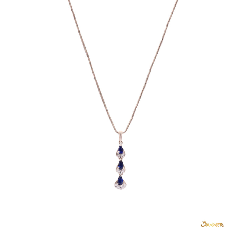 Pear-shaped Sapphire and Diamond 3-step Pendant