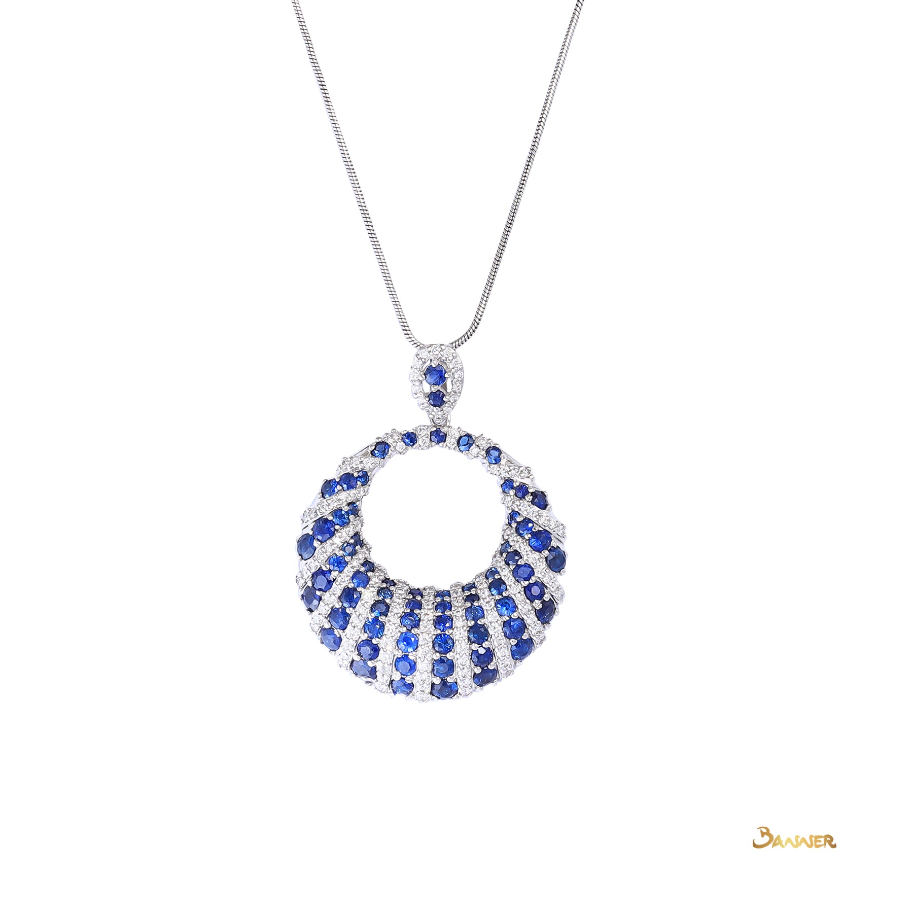 Sapphire and Diamond Circle Pendant