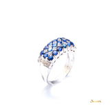 Sapphire and Diamond Checkered Ring