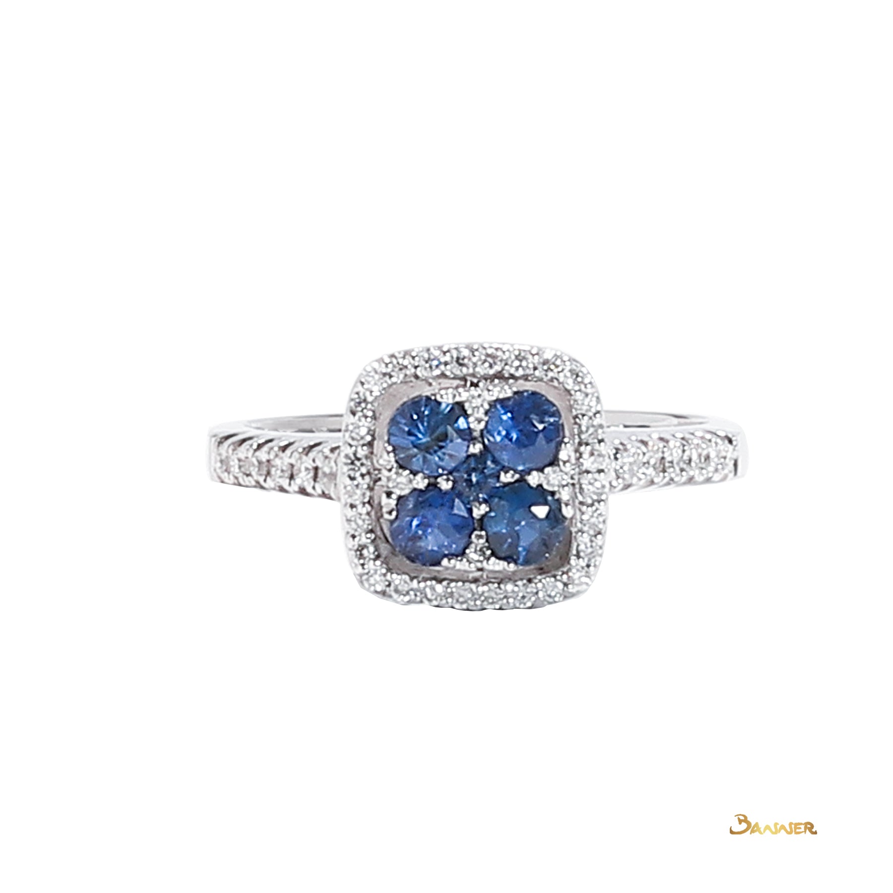 Sapphire and Diamond Flower Ring