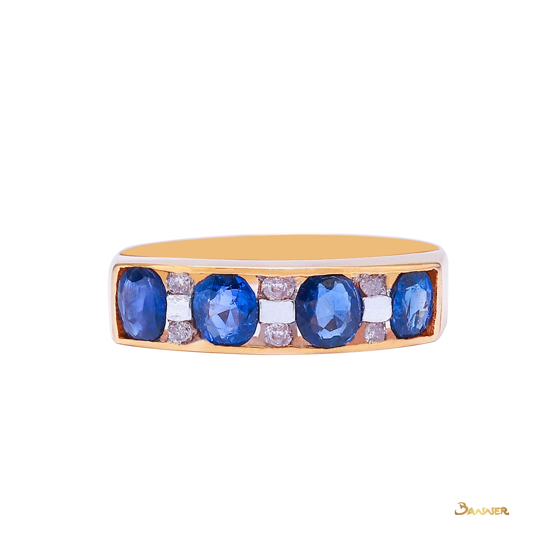 Sapphire and Diamond Channel Ring