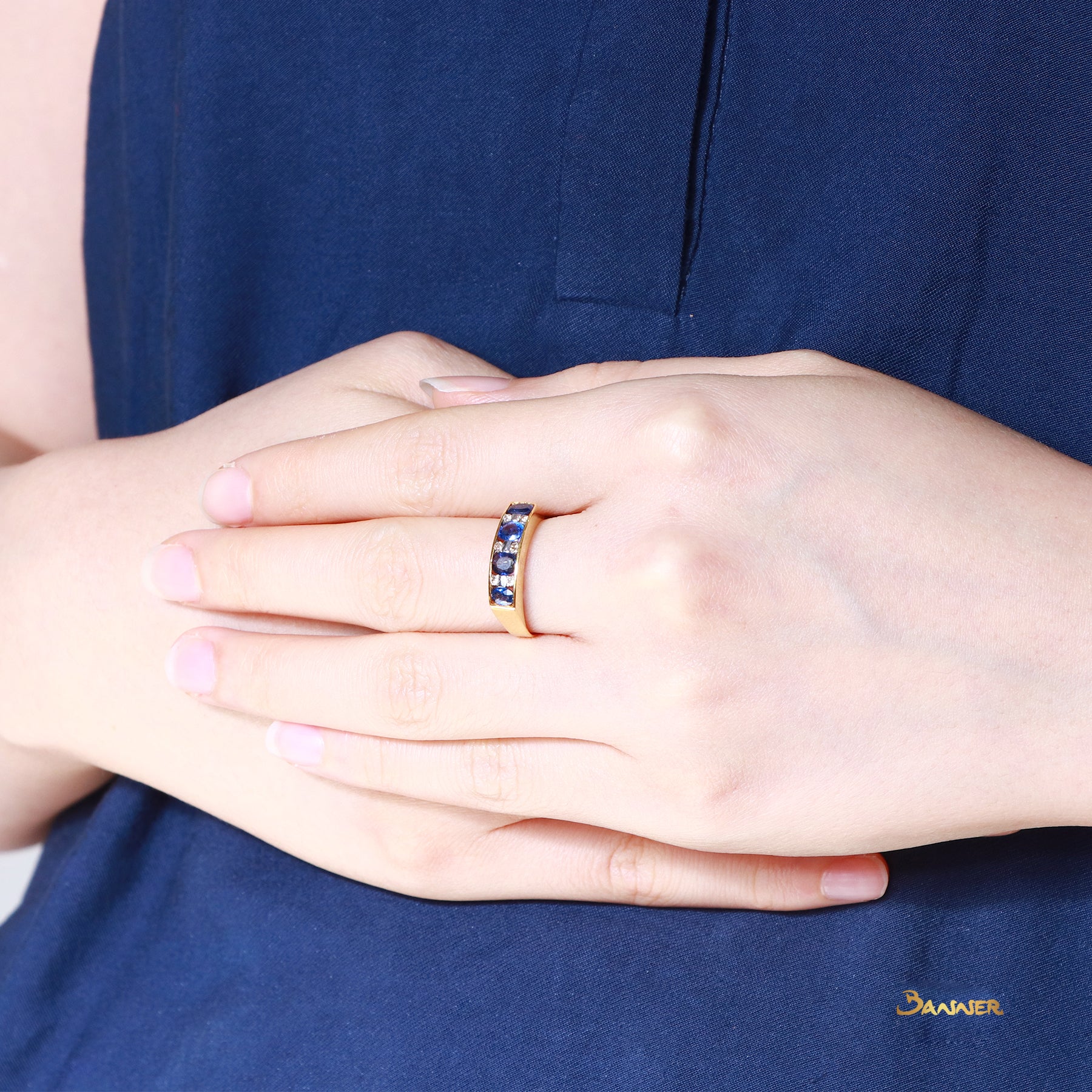 Sapphire and Diamond Channel Ring