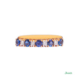 Sapphire and Diamond Alternate Pave Setting Ring