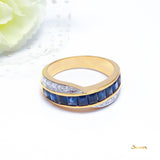 Emerald-cut Sapphire and Diamond Infinity Ring