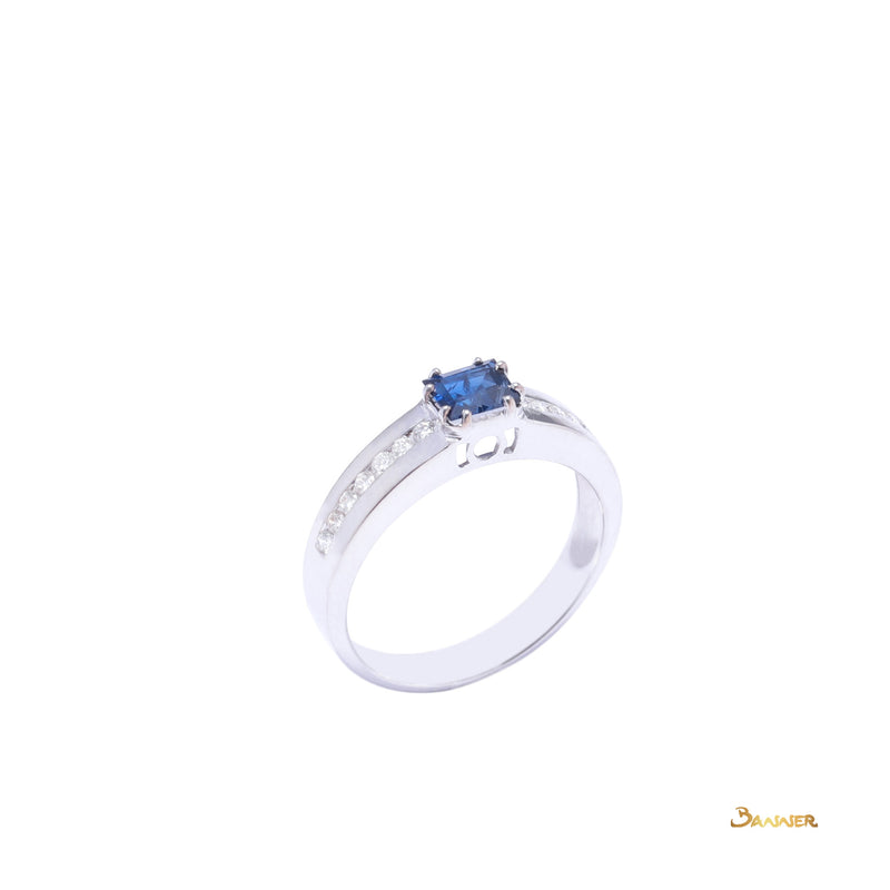 Emerald-cut Sapphire and Diamond Men's Ring