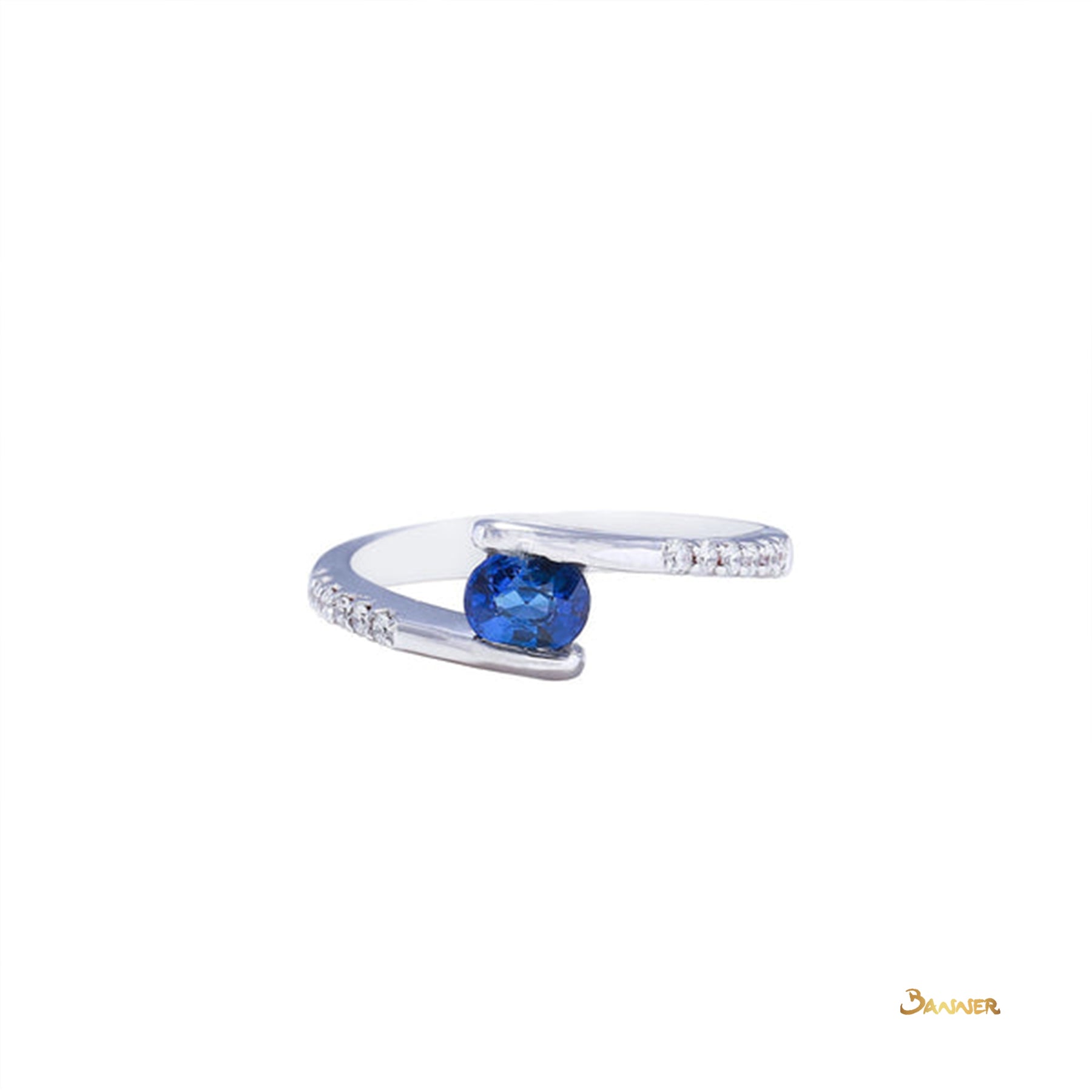 Sapphire and Diamond Bypass Ring