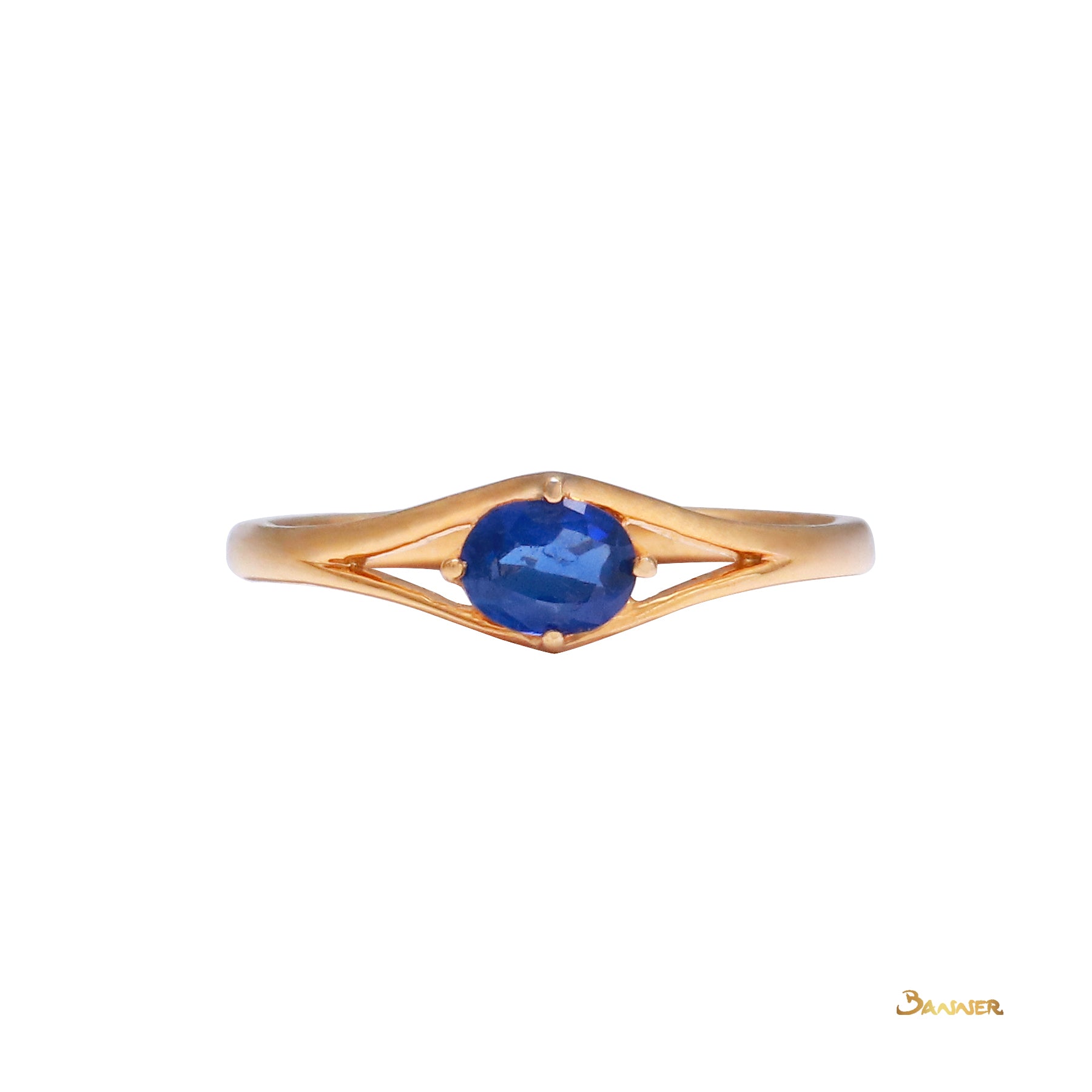 Sapphire Solitaire Split-Shank Ring