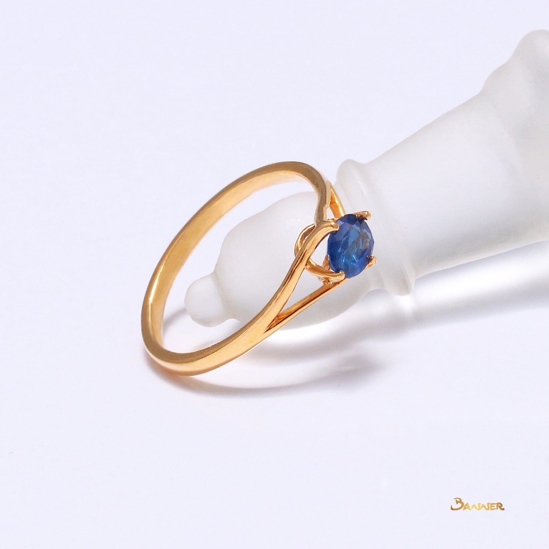 Sapphire Solitaire Split-Shank Ring