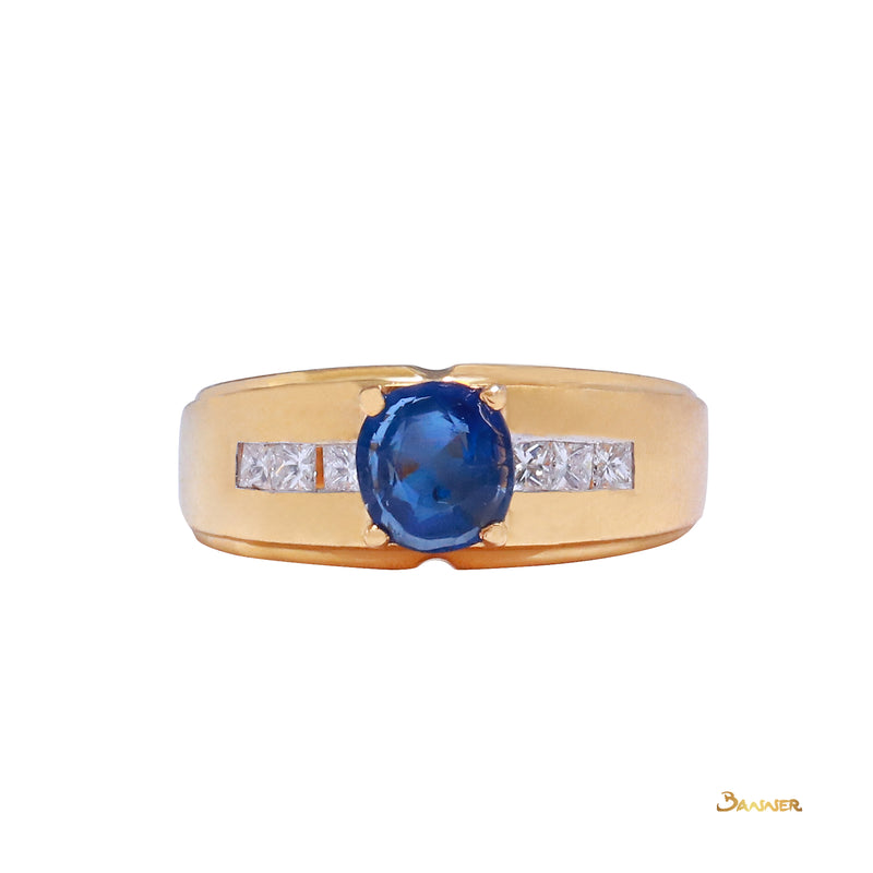 Sapphire and Princess-cut Diamond Men's Ring