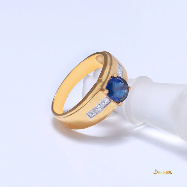 Sapphire and Princess-cut Diamond Men's Ring