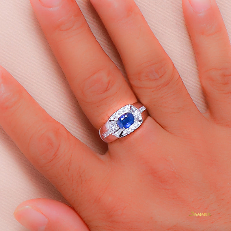 Sapphire and Diamond Men's Ring