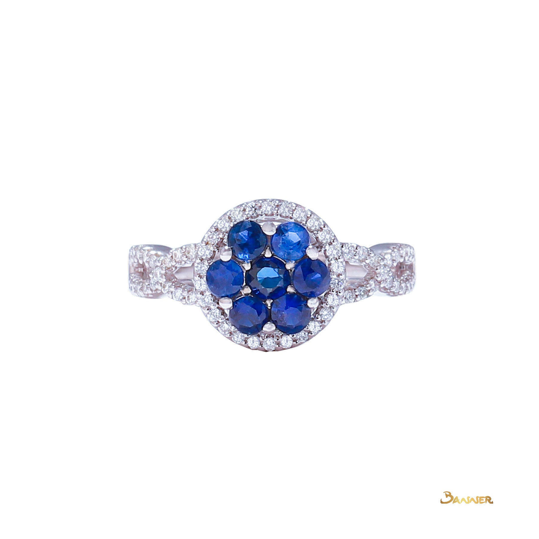 Sapphire and Diamond Floral Ring