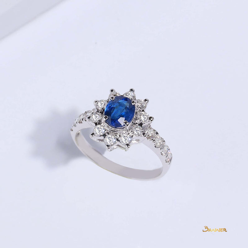Sapphire and Diamond Sunflower Ring