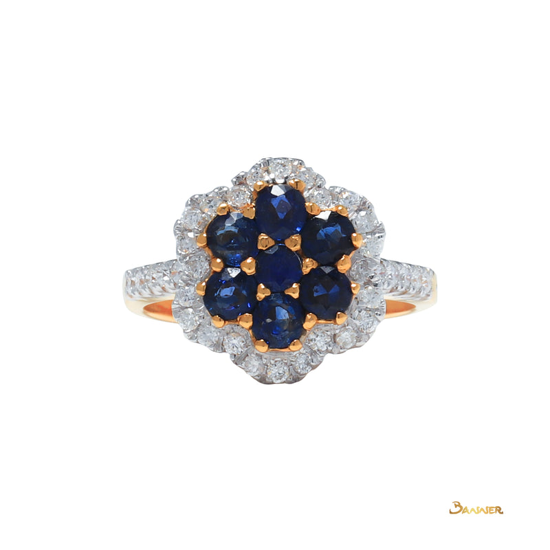 Sapphire and Diamond Floral Ring
