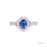 Sapphire and Diamond Twisted Halo Ring
