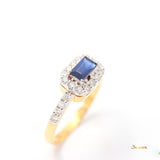 Emerald-cut Sapphire and Diamond Halo Ring