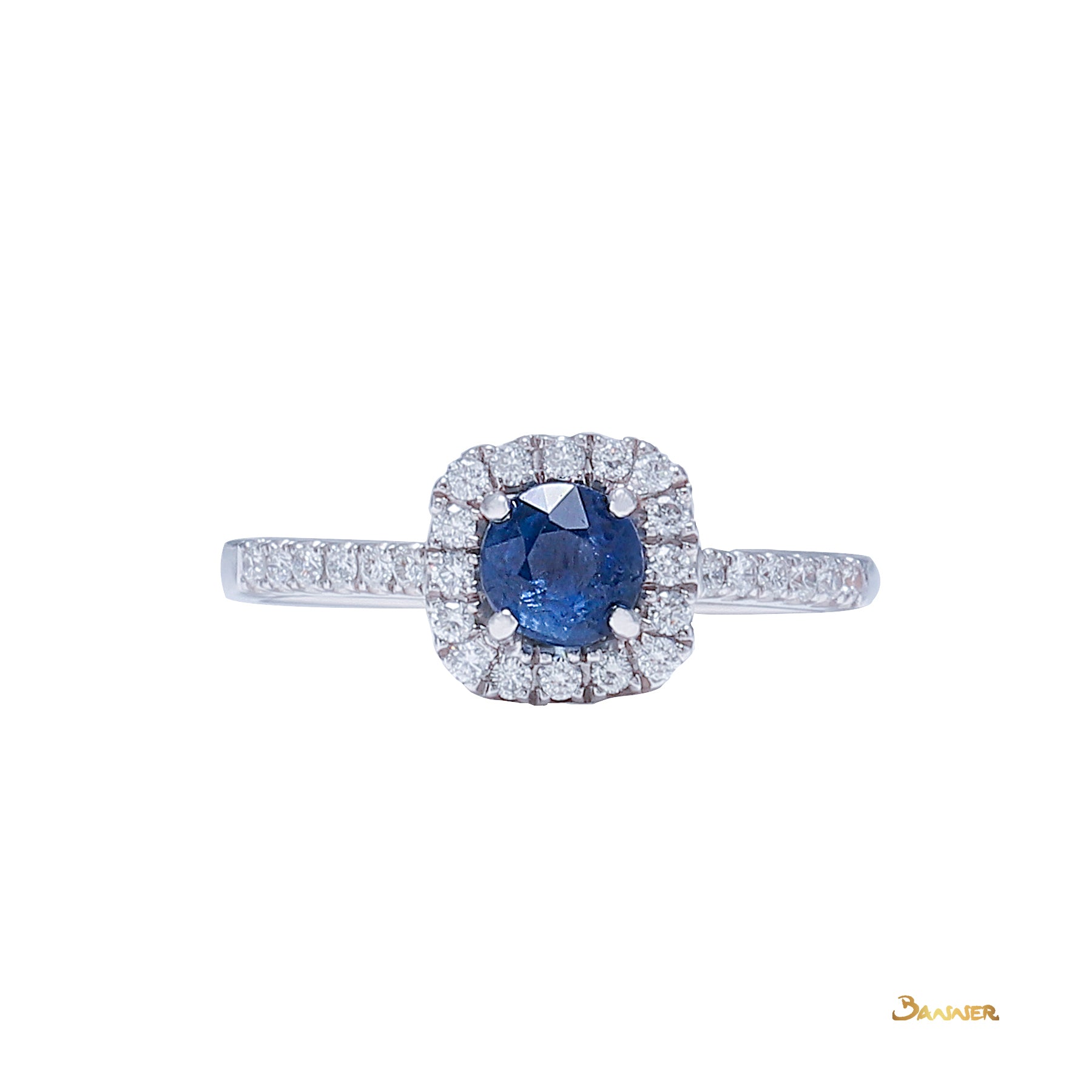 Sapphire and Diamond Halo Ring